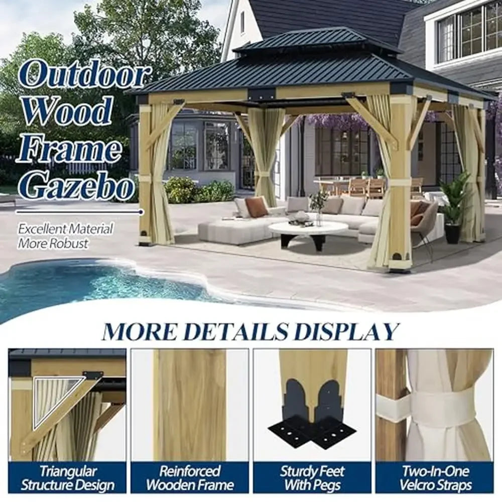 Outdoor Cedar Gazebo With Galvanized Steel Hardtop