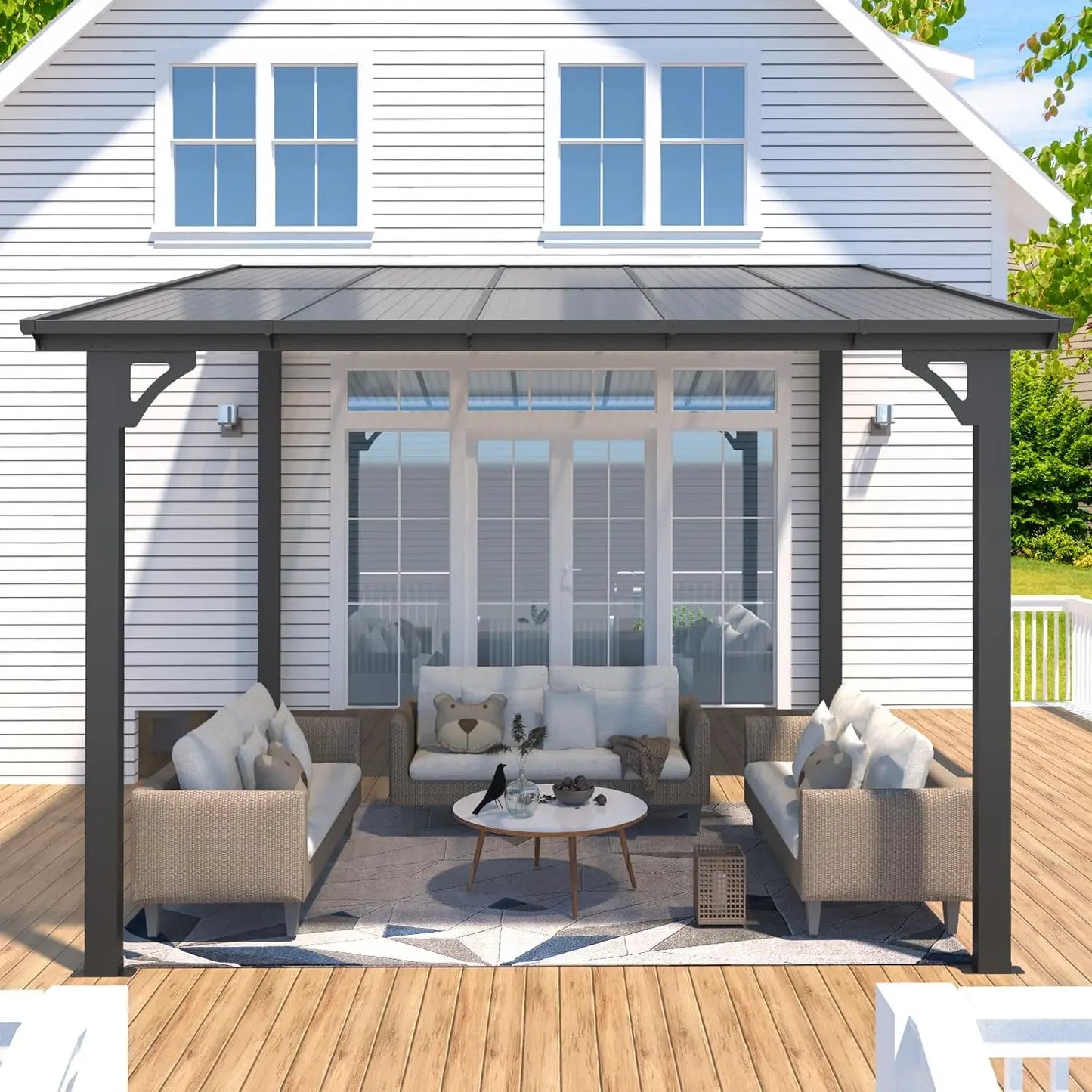 10' x 8' Wall Mounted Pergola Gazebo for Patio, Clearance
