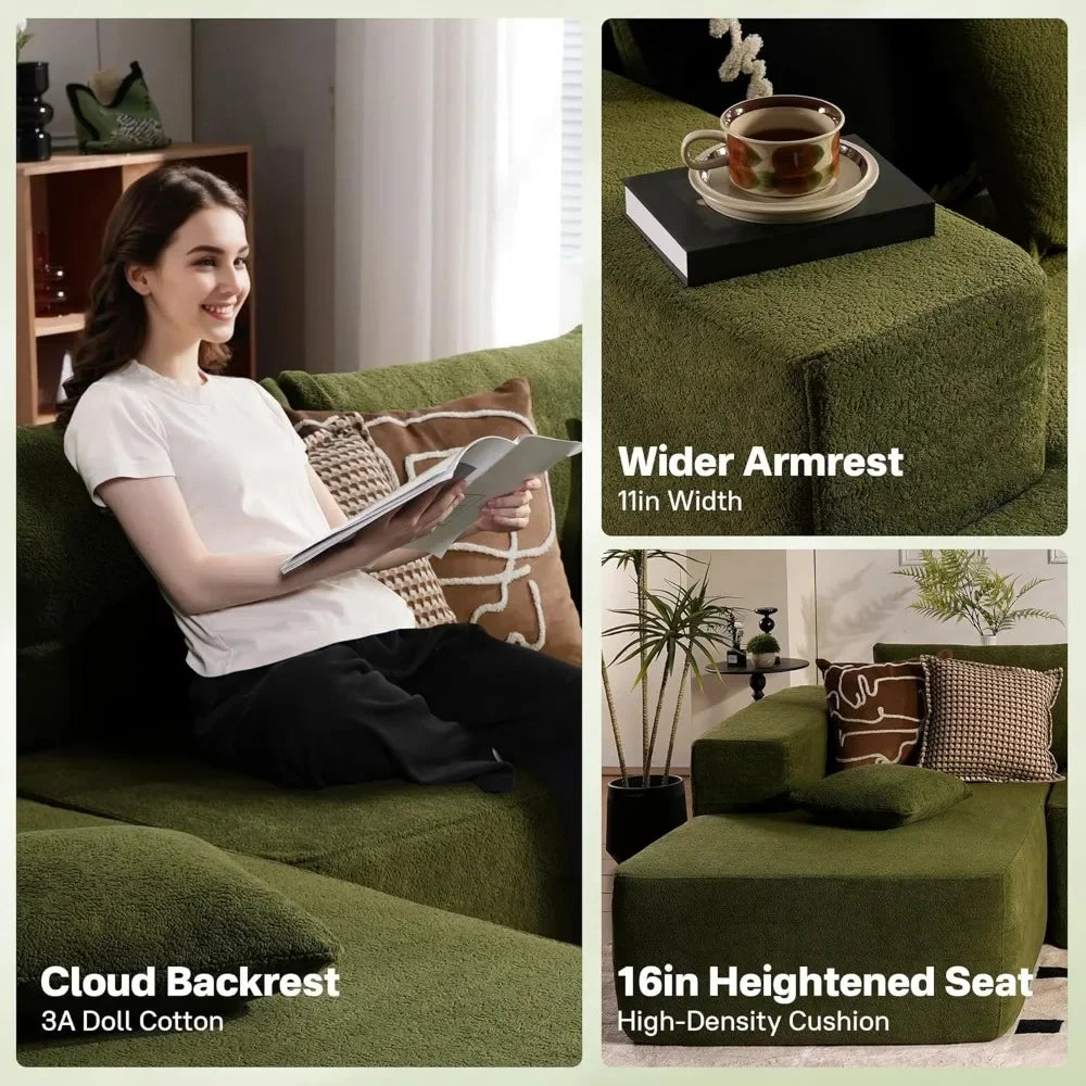 Sectional L-Shaped Sofa Couch with Deep Seats