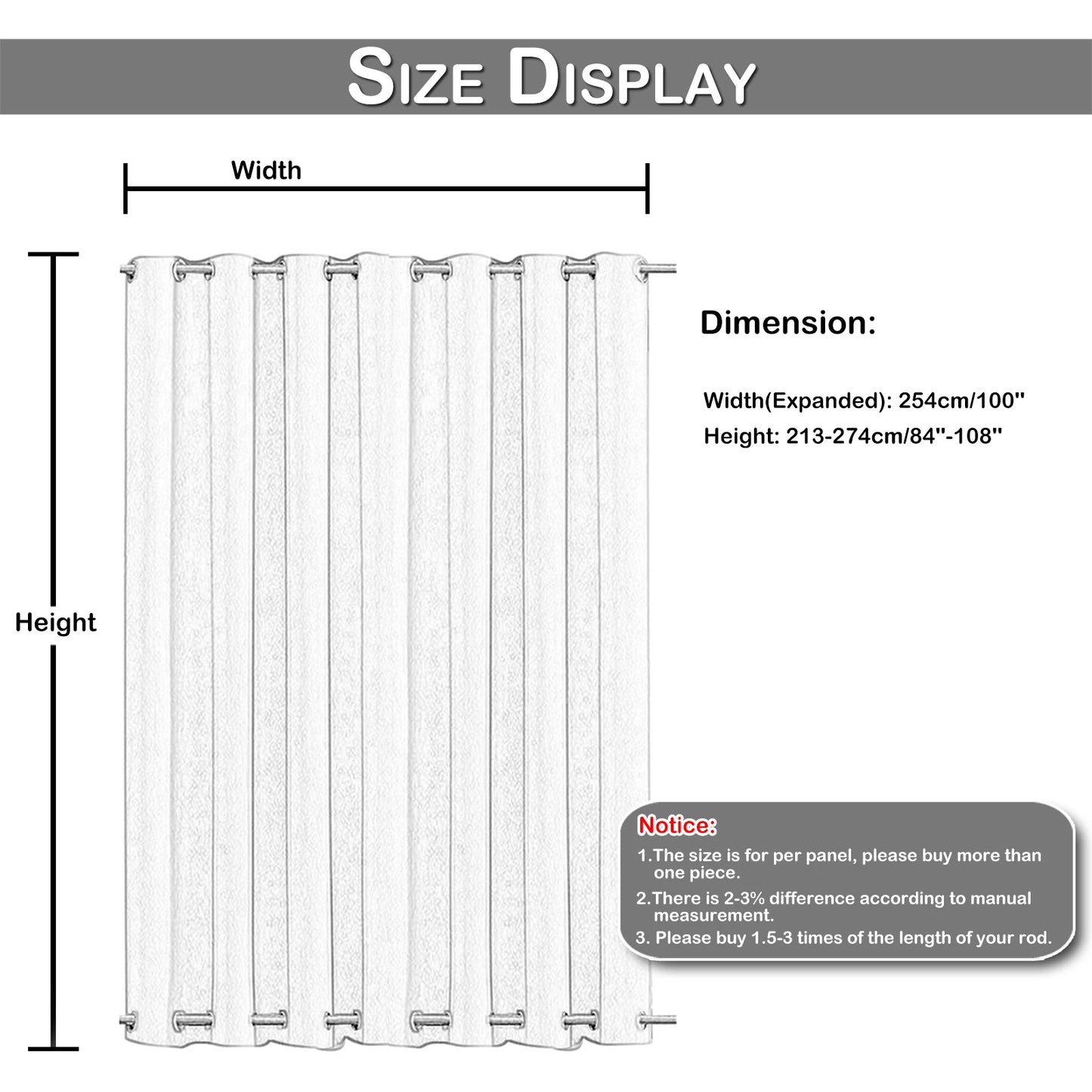 XL Outdoor Waterproof & Windproof Blackout Curtains with Top and Bottom Grommets