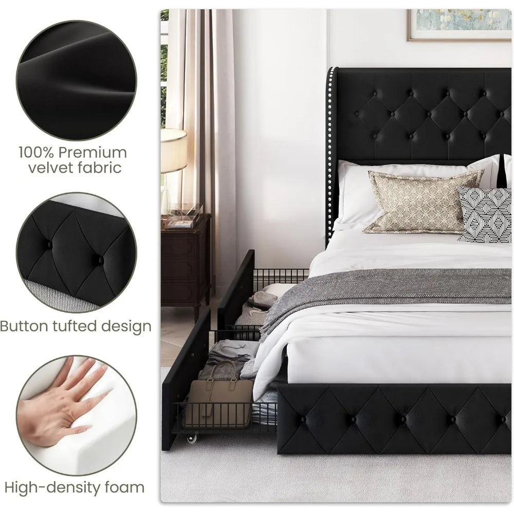 Tufted King Bed Frame