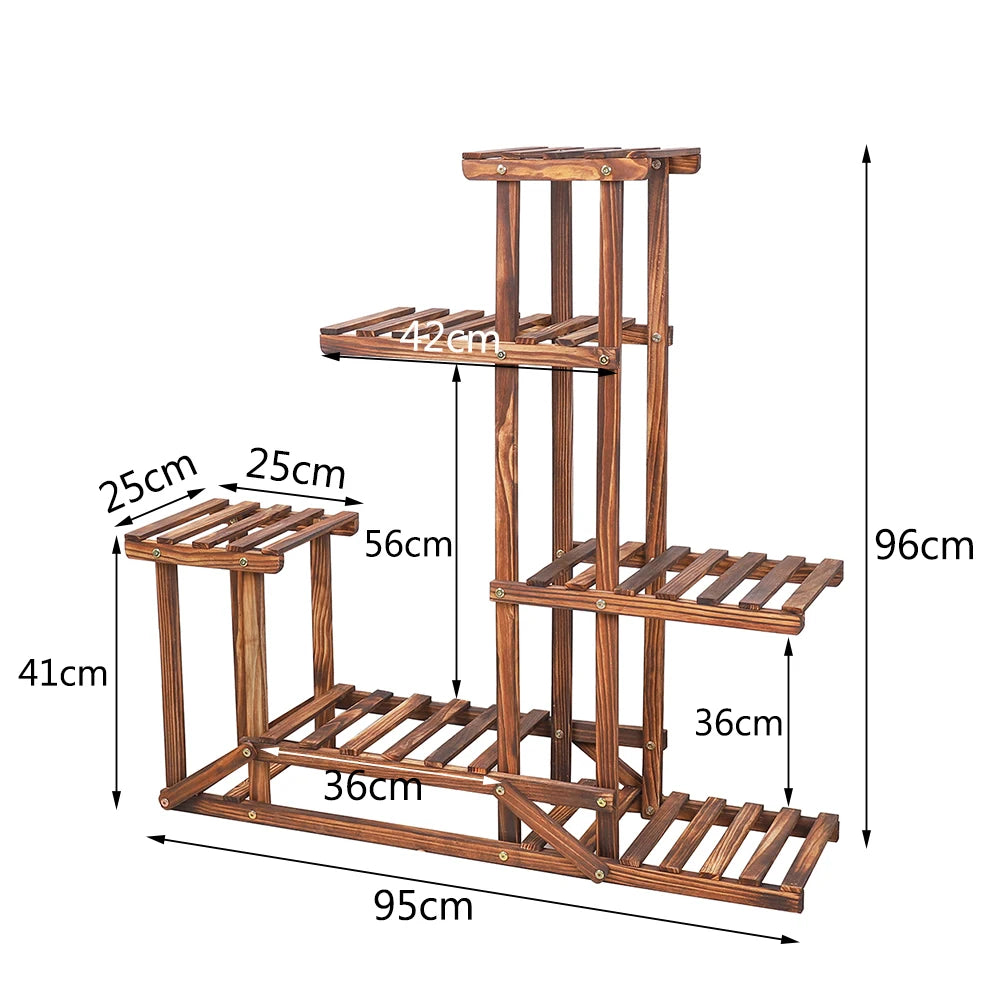 Wood Flower Stand, Plant Shelves, Indoor/Outdoor