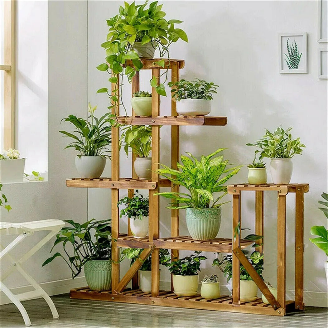 Wood Flower Stand, Plant Shelves, Indoor/Outdoor