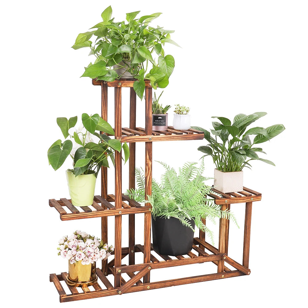 Wood Flower Stand, Plant Shelves, Indoor/Outdoor