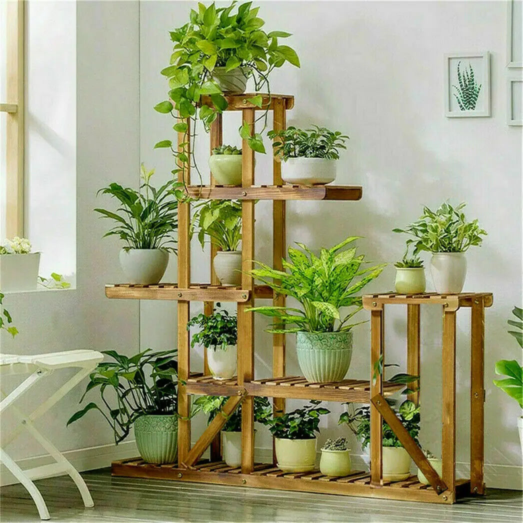 Wood Flower Stand, Plant Shelves, Indoor/Outdoor