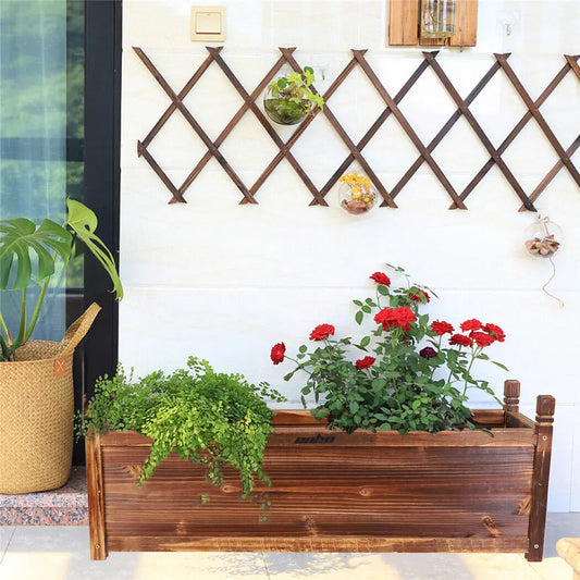 Large Raised Outdoor Wood Planter Box