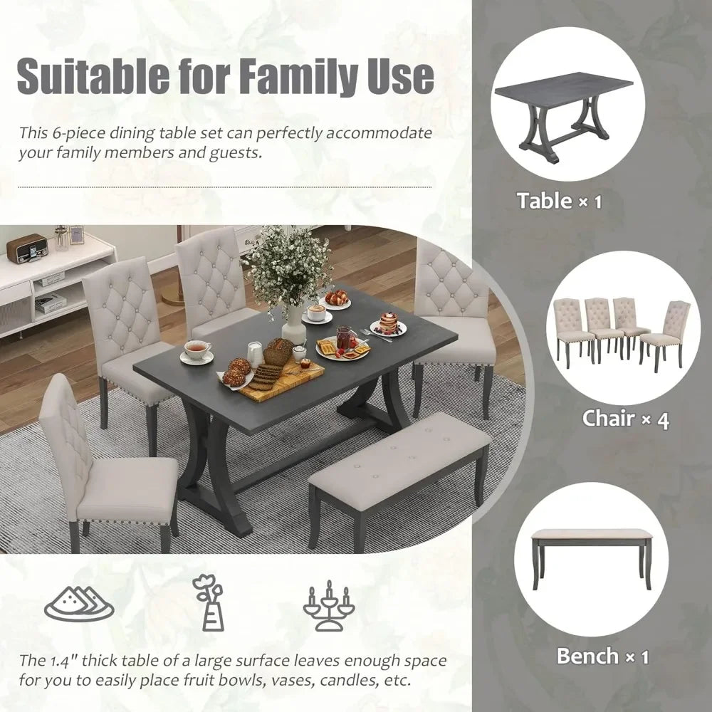 Dining Room Table and Chairs with Bench