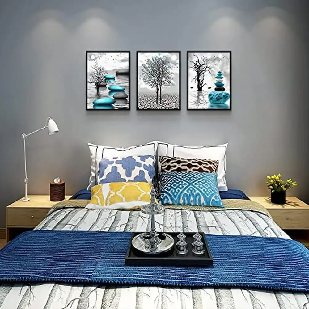 3 Piece Black and White Framed Canvas Wall Art Set Living Room Bedroom Bathroom Decor Modern High Definition Giclee Picture