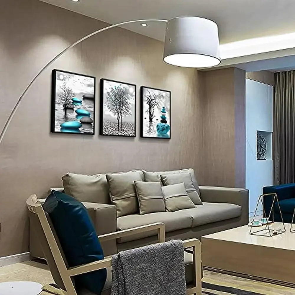 3 Piece Black and White Framed Canvas Wall Art Set Living Room Bedroom Bathroom Decor Modern High Definition Giclee Picture