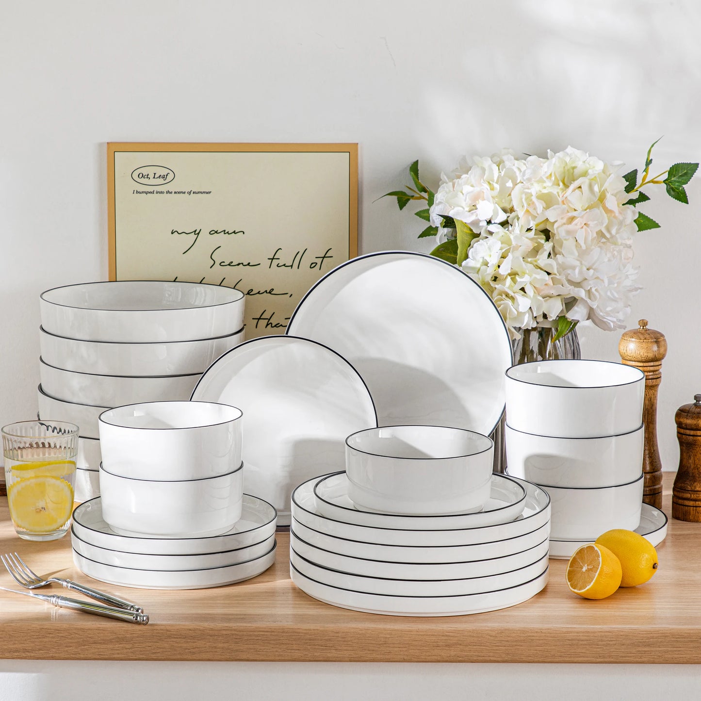 Dinnerware Plate Sets, 12, 16, 18, or 24 pcs