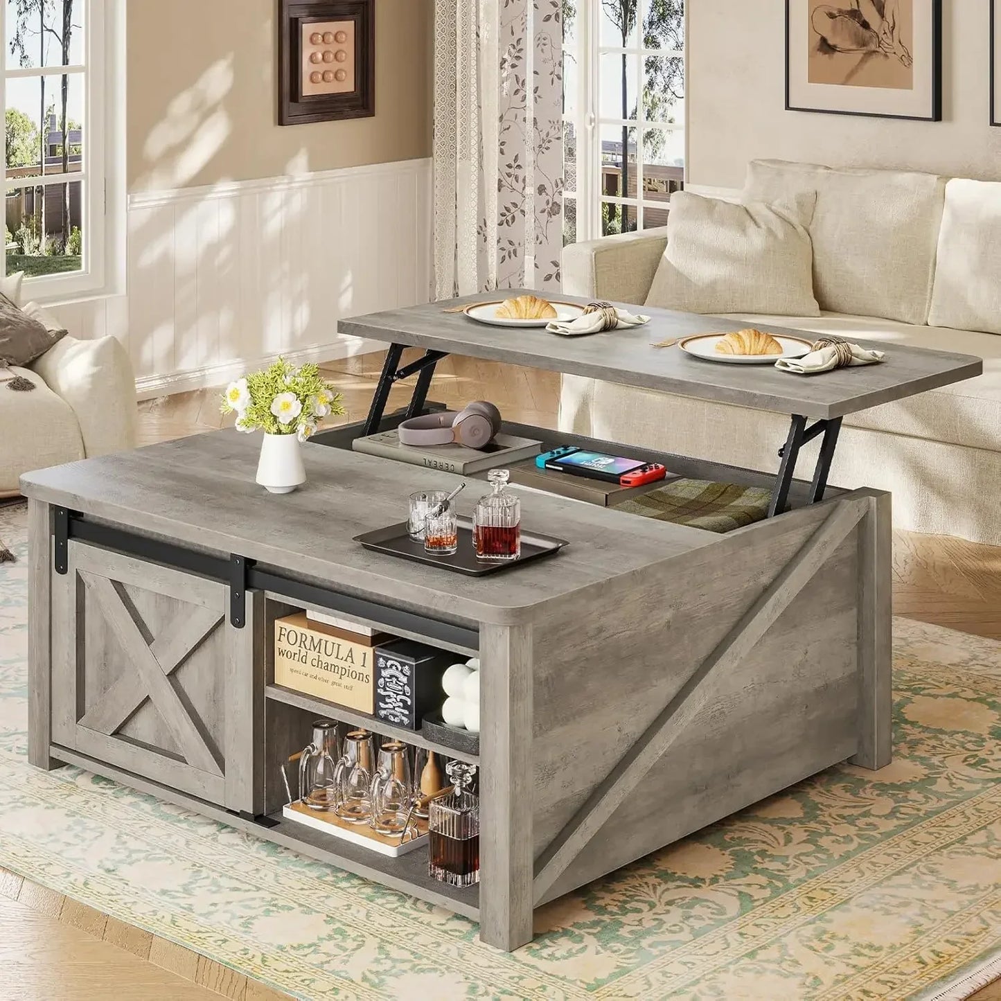Farmhouse Lift Top Coffee Table with Storage