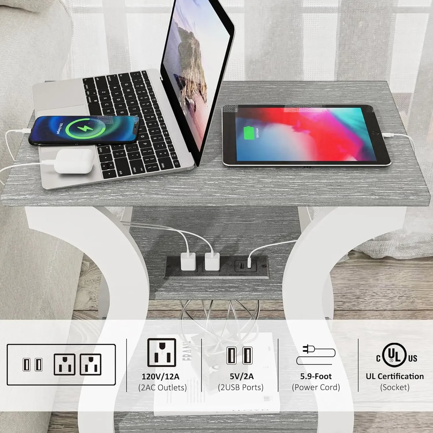 End table Set of 2 with Charging Station