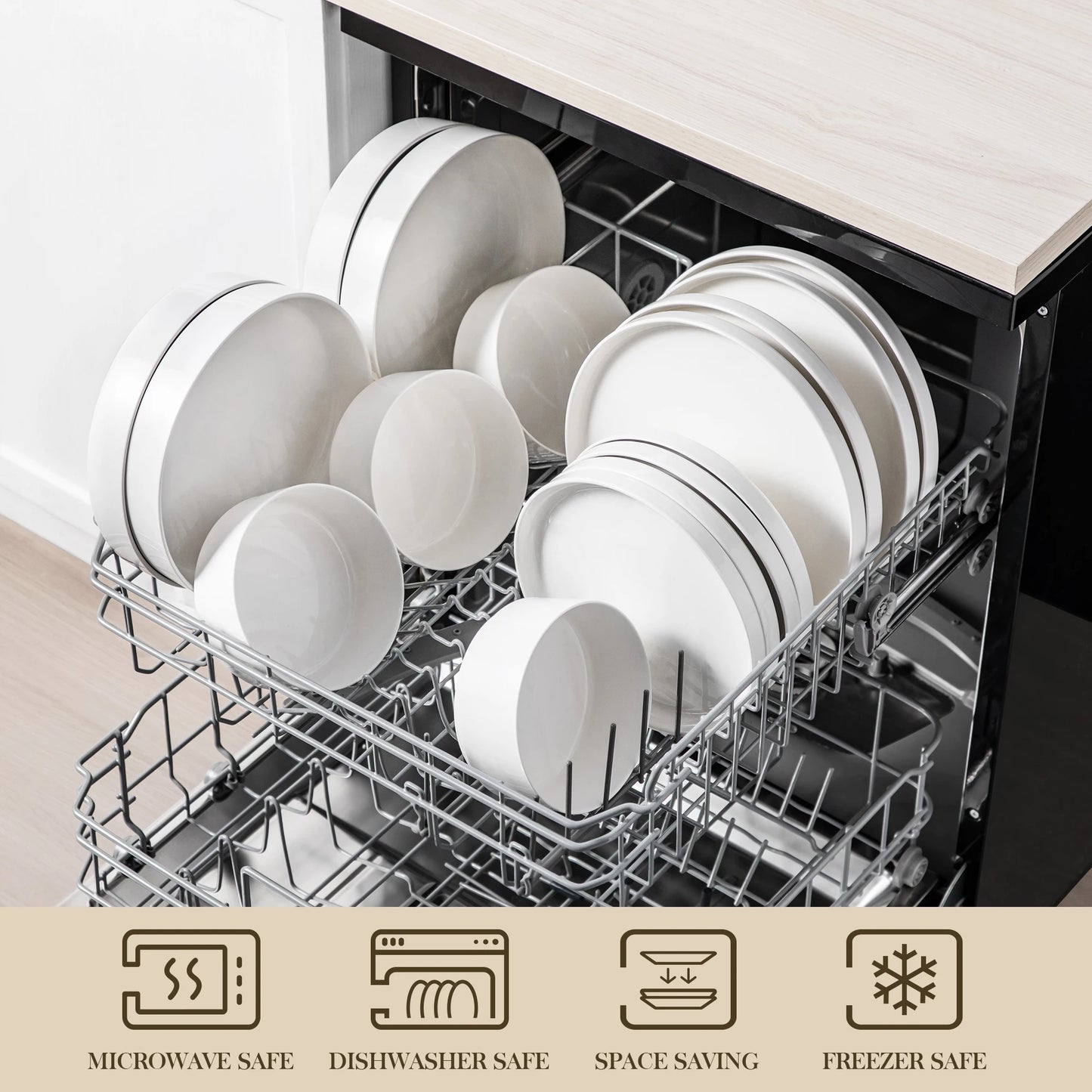 Dinnerware Plate Sets, 12, 16, 18, or 24 pcs