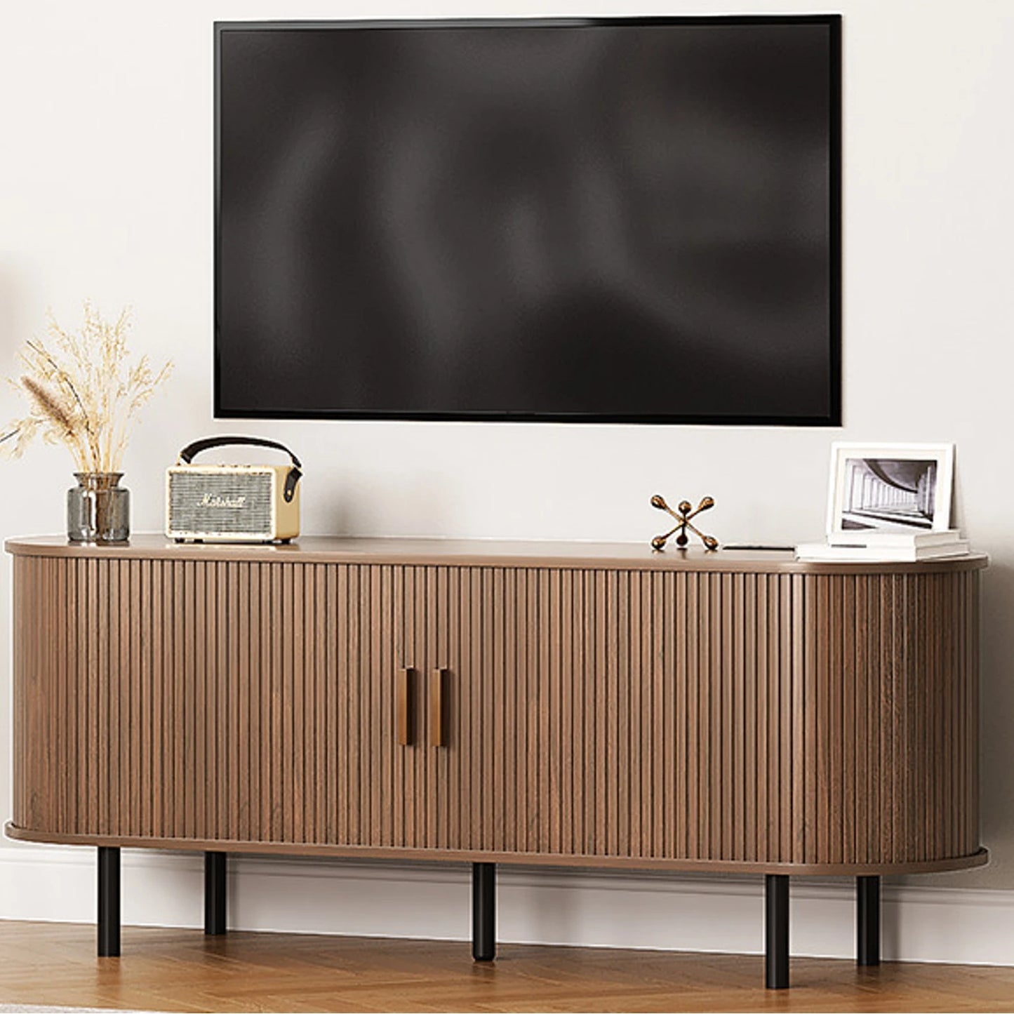 TV Stand Table with Storage and Adjustable Shelves