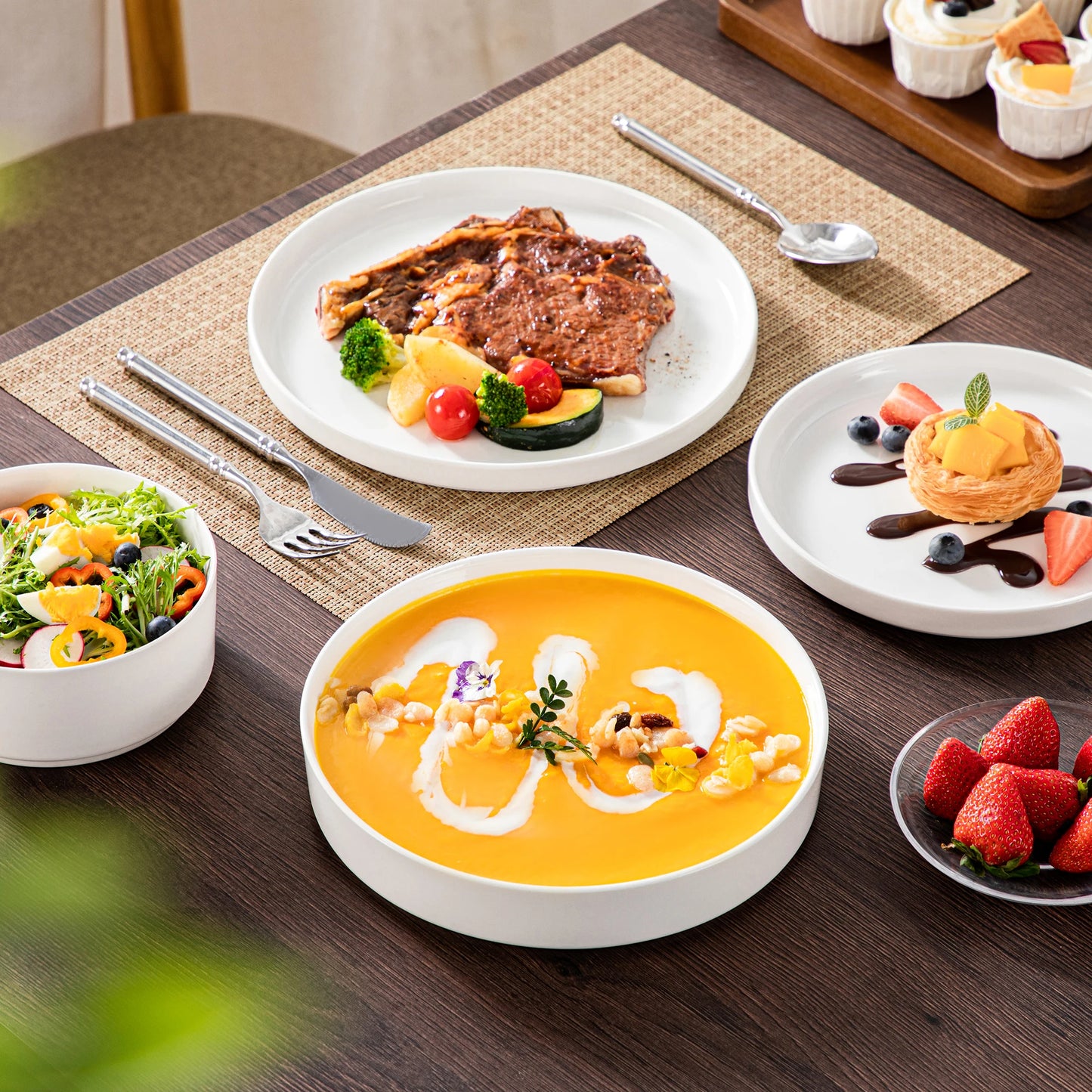 Dinnerware Plate Sets, 12, 16, 18, or 24 pcs