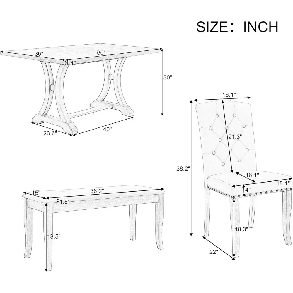 Dining Room Table and Chairs with Bench