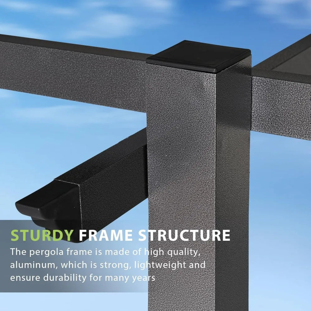 10'x12' Outdoor Retractable Pergola With Adjustable Roof and Sun Shade Canopy