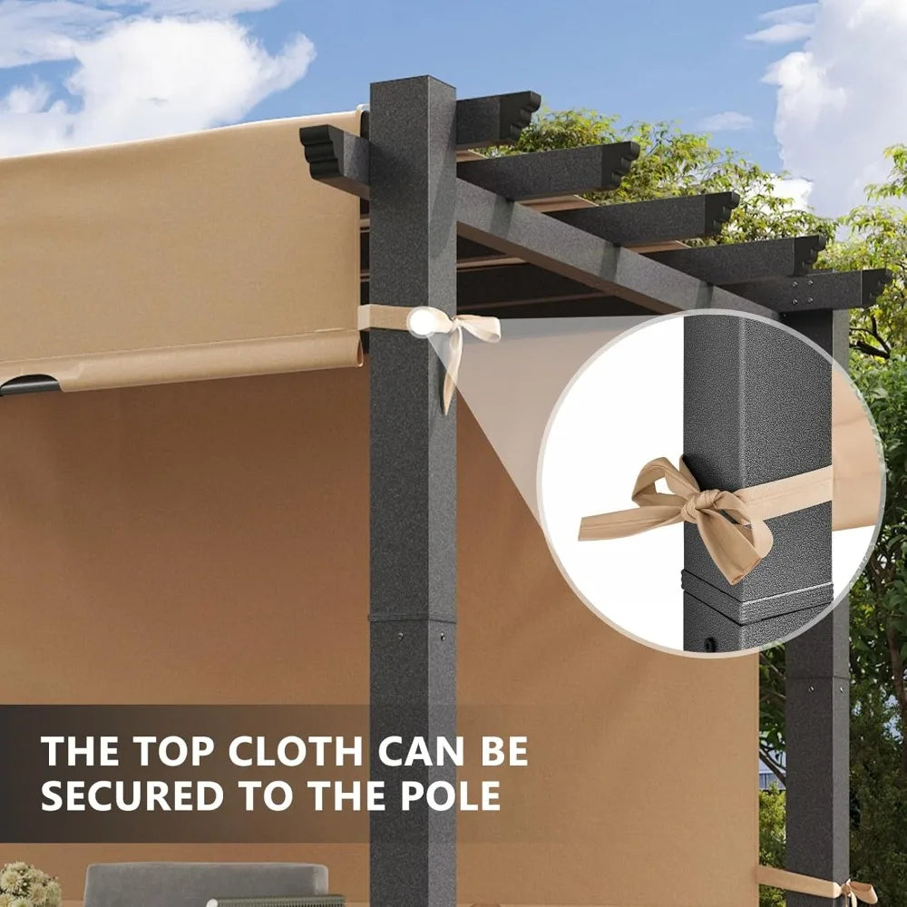 10'x12' Outdoor Retractable Pergola With Adjustable Roof and Sun Shade Canopy