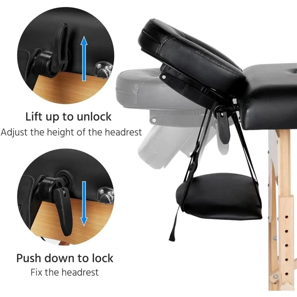 Portable massage table with adjustable height