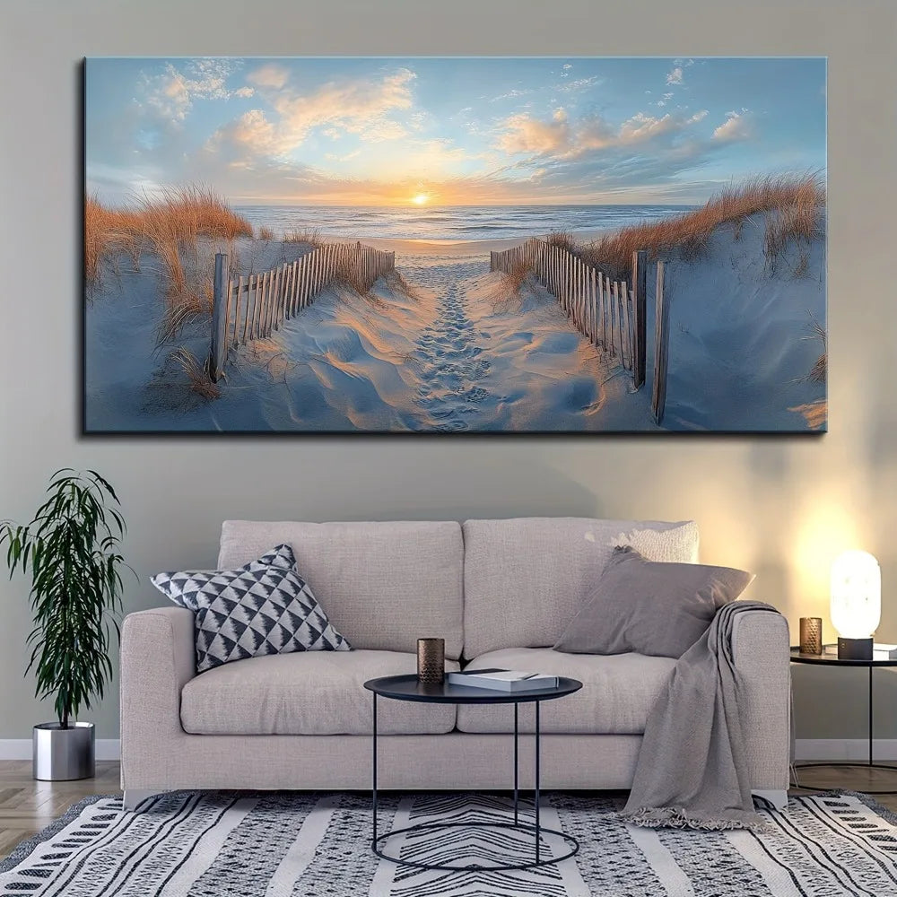 Living Room Wall Decor, Beach Landscape Painting, Canvas Art Printing