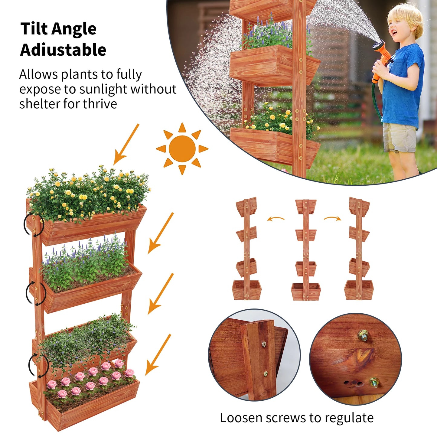 4-Tier Raised Garden Bed, Flower Pot Stand