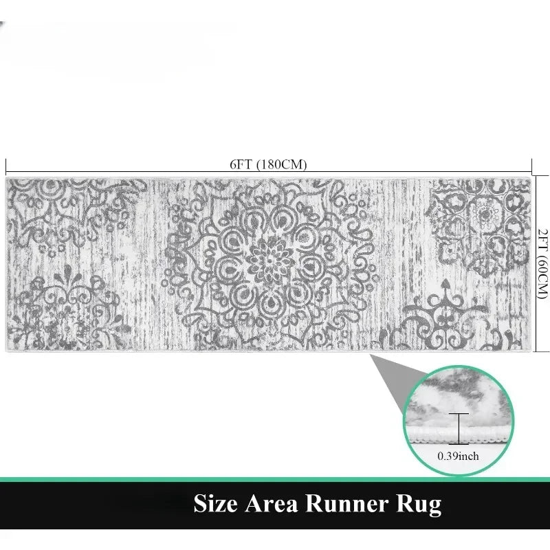Washable Distressed Non-Slip Hallway Runner