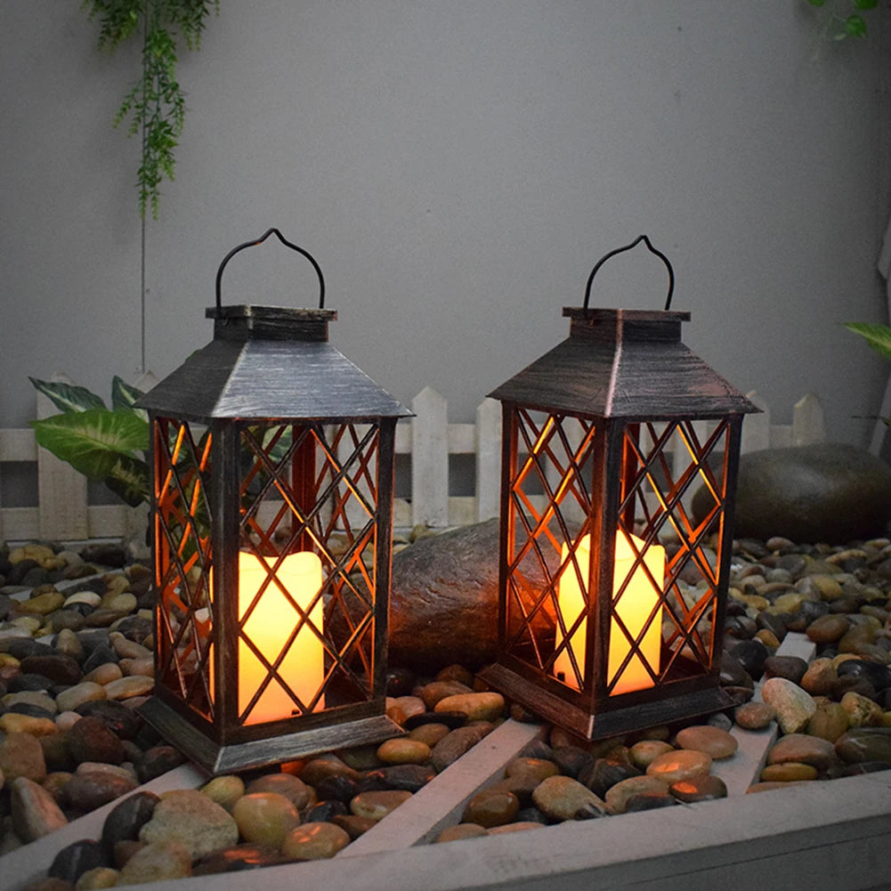 Solar Light Candle Lantern Lamp Waterproof Garden Hanging