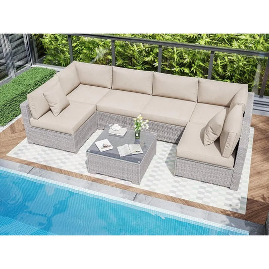7-Piece Patio Furniture Conversation Sets, All-Weather