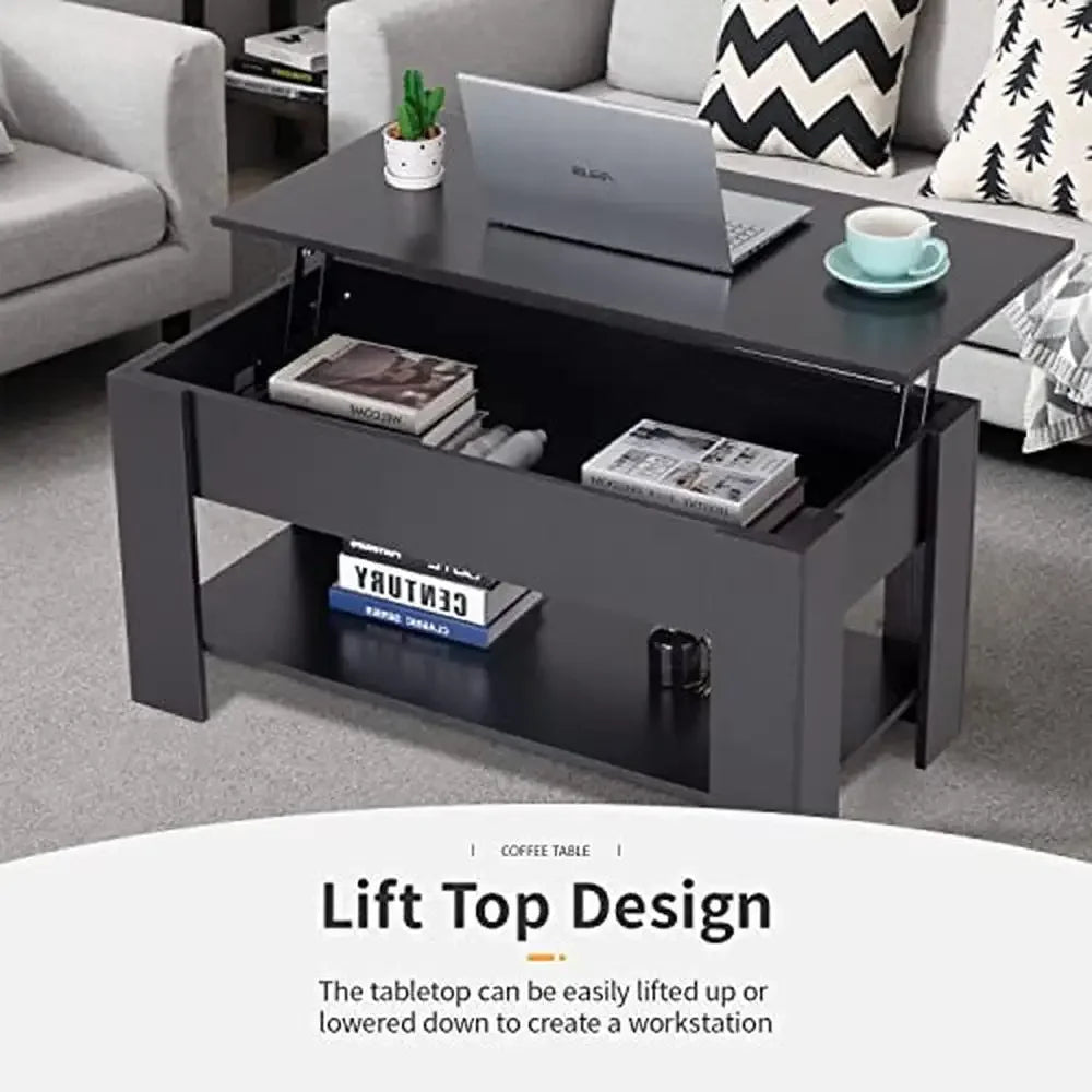 Modern Lift Top Coffee Table with Hidden Storage Compartment