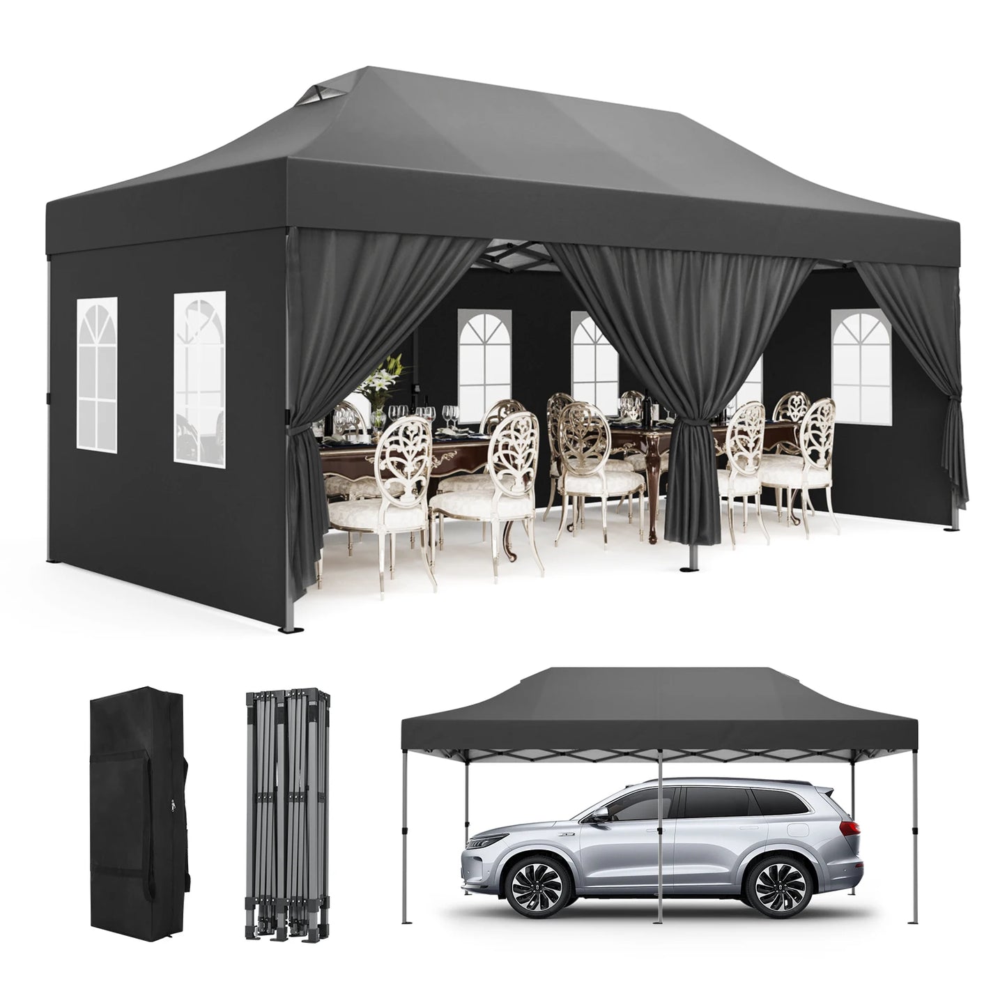 10x20FT Pop Up Canopy Tents, Commercial Party Tent, Easy Up Gazebo