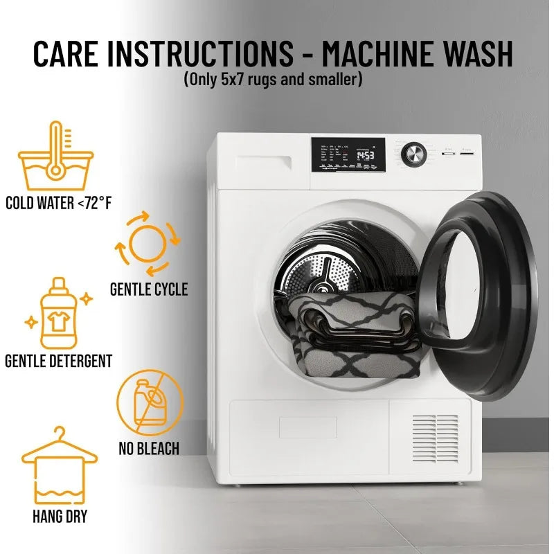 Machine Washable Moroccan Trellis Design Rubber Back Runner