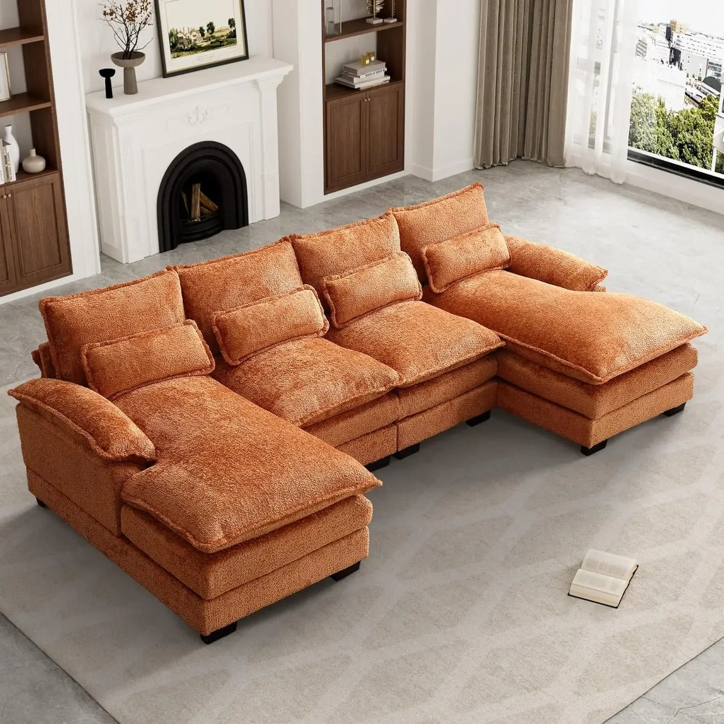 U-Shaped Modern Modular Sectional Couch With Sleeper Sofa
