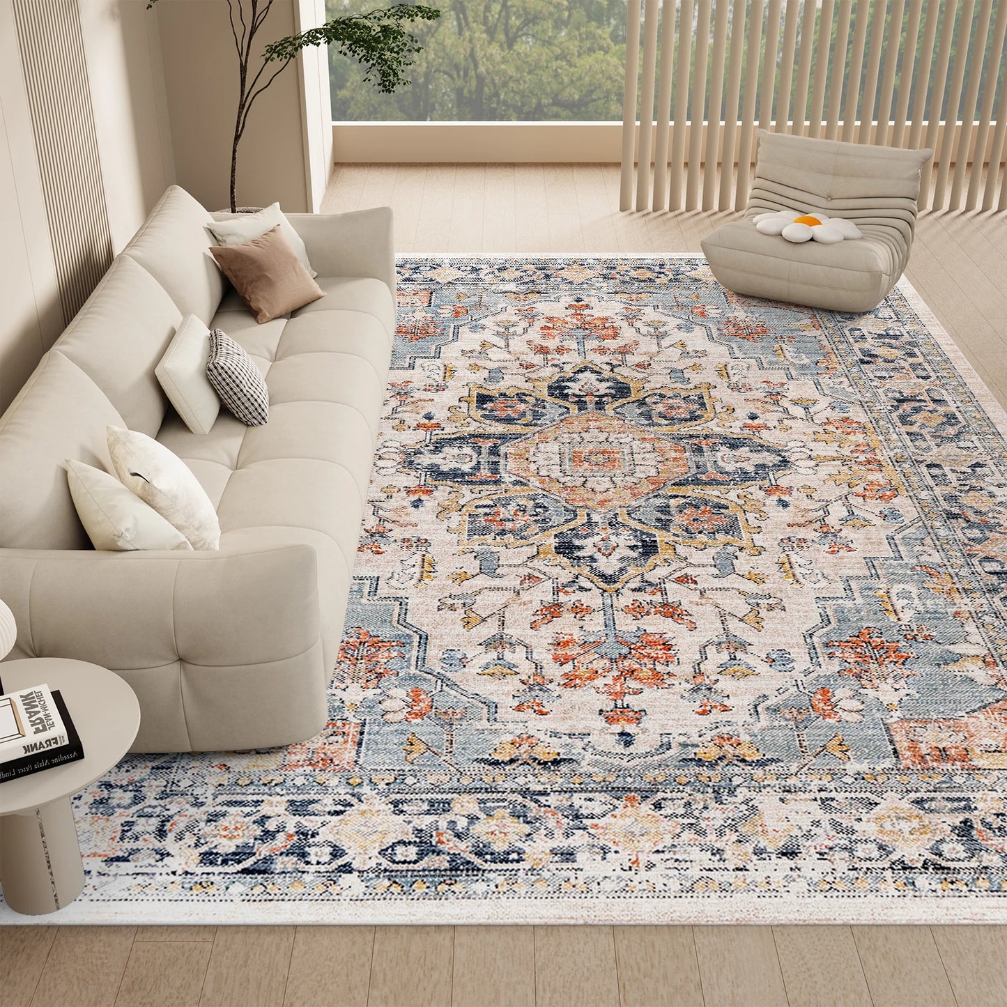 Washable Vintage Boho Design Area Rugs