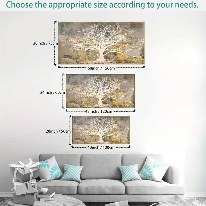 Stylish Modern Abstract, Tree Canvas Wall Art, Framed Artwork