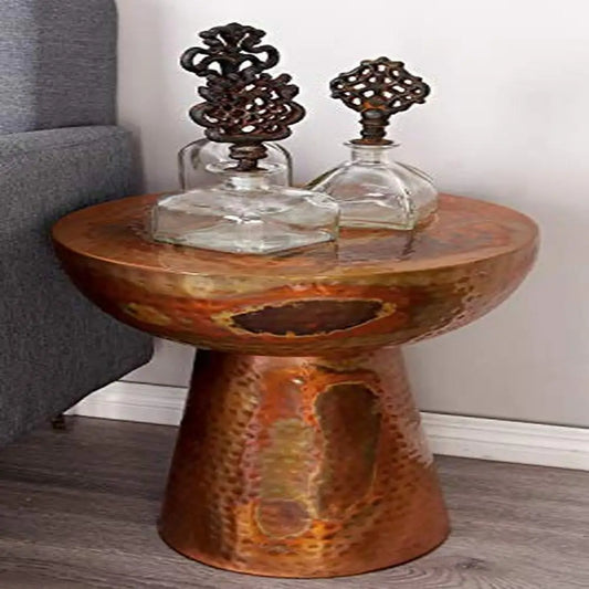 Metal Geometric Accent Side Table Copper Sphere Round Seat