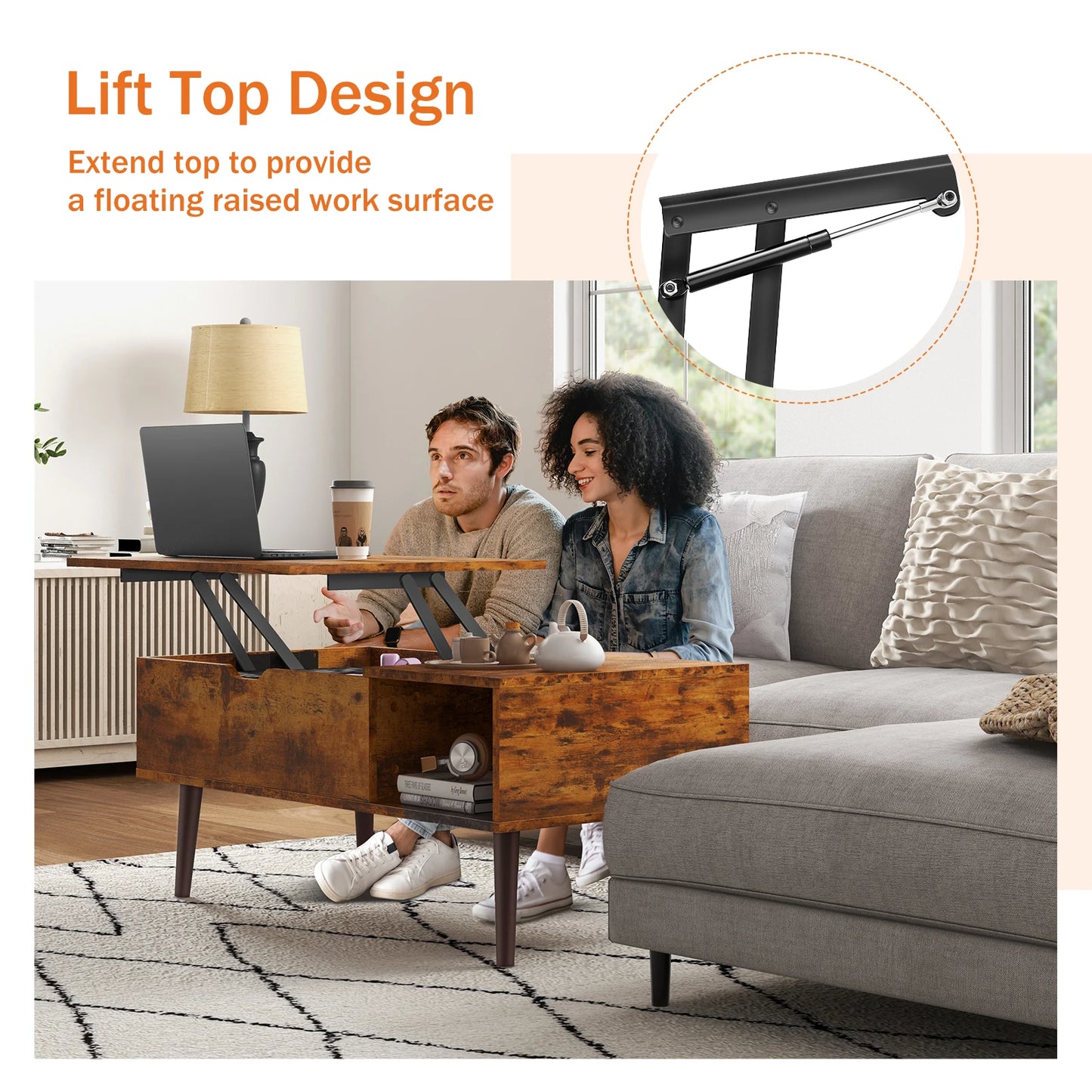 Lift Top Coffee Table with Adjustable Storage