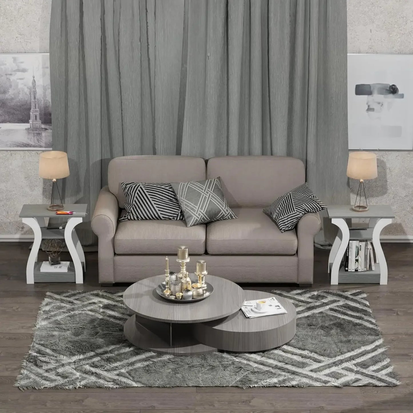 End table Set of 2 with Charging Station