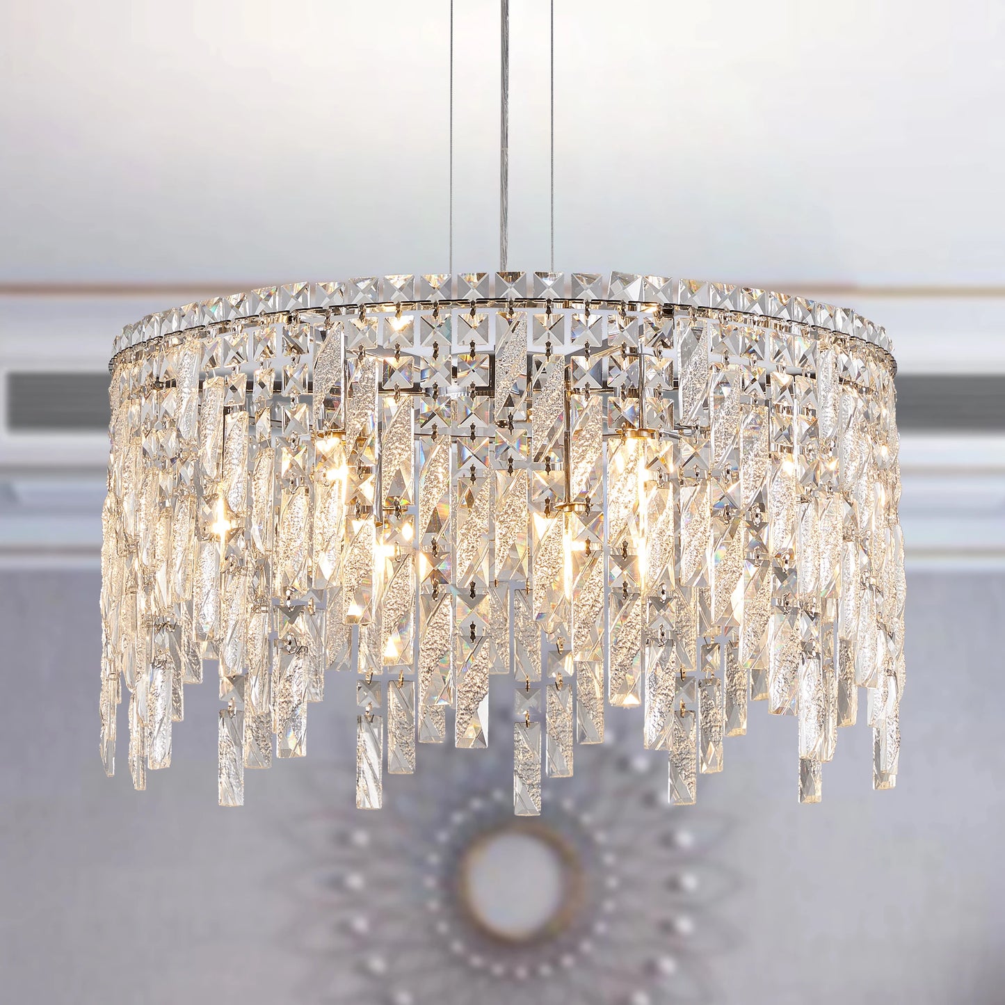 Round Crystal Dining Room Pendant Light