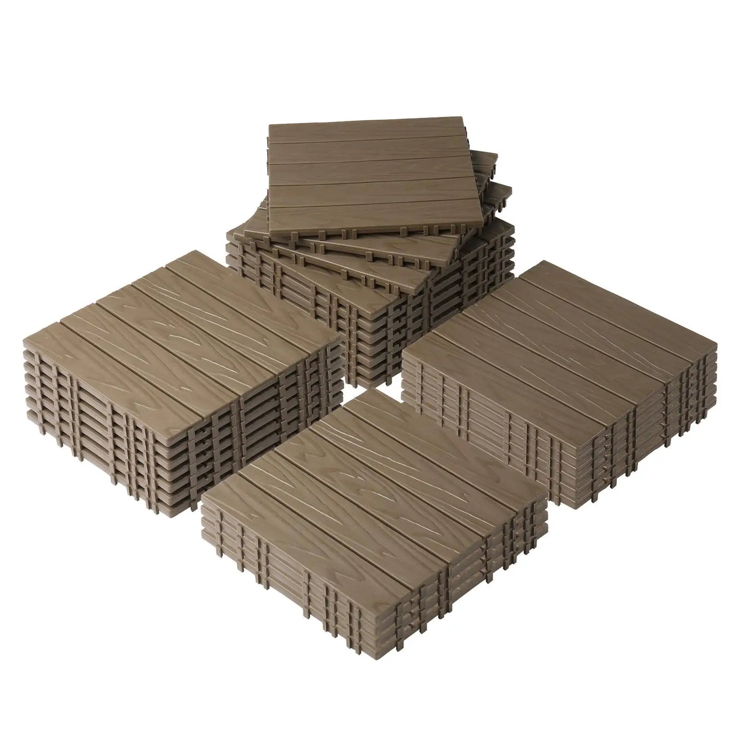 27 Pack Plastic Waterproof Interlocking Deck Tiles, 11.8 x 11.8