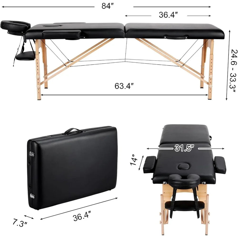 Portable massage table with adjustable height