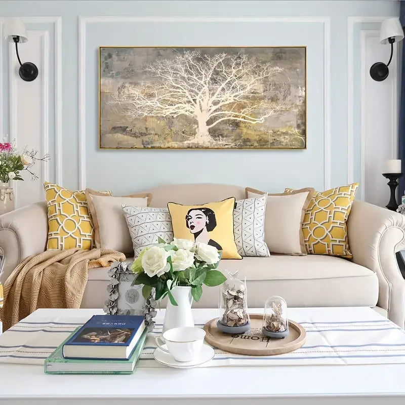 Stylish Modern Abstract, Tree Canvas Wall Art, Framed Artwork