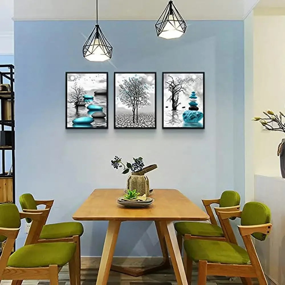 3 Piece Black and White Framed Canvas Wall Art Set Living Room Bedroom Bathroom Decor Modern High Definition Giclee Picture