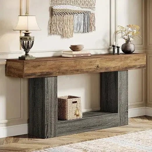 Farmhouse Console Table, 2-Tier Entryway, Sofa Table