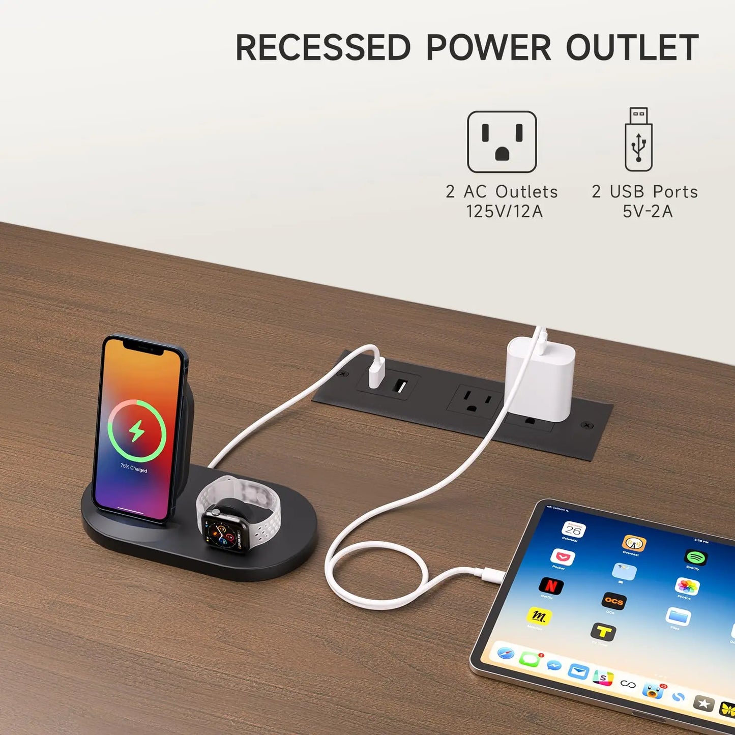 TV Stand Table with Storage and Adjustable Shelves