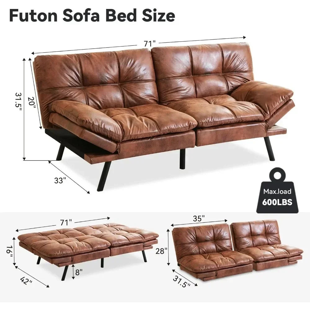 Memory Foam Leather Futon Couch/Loveseat