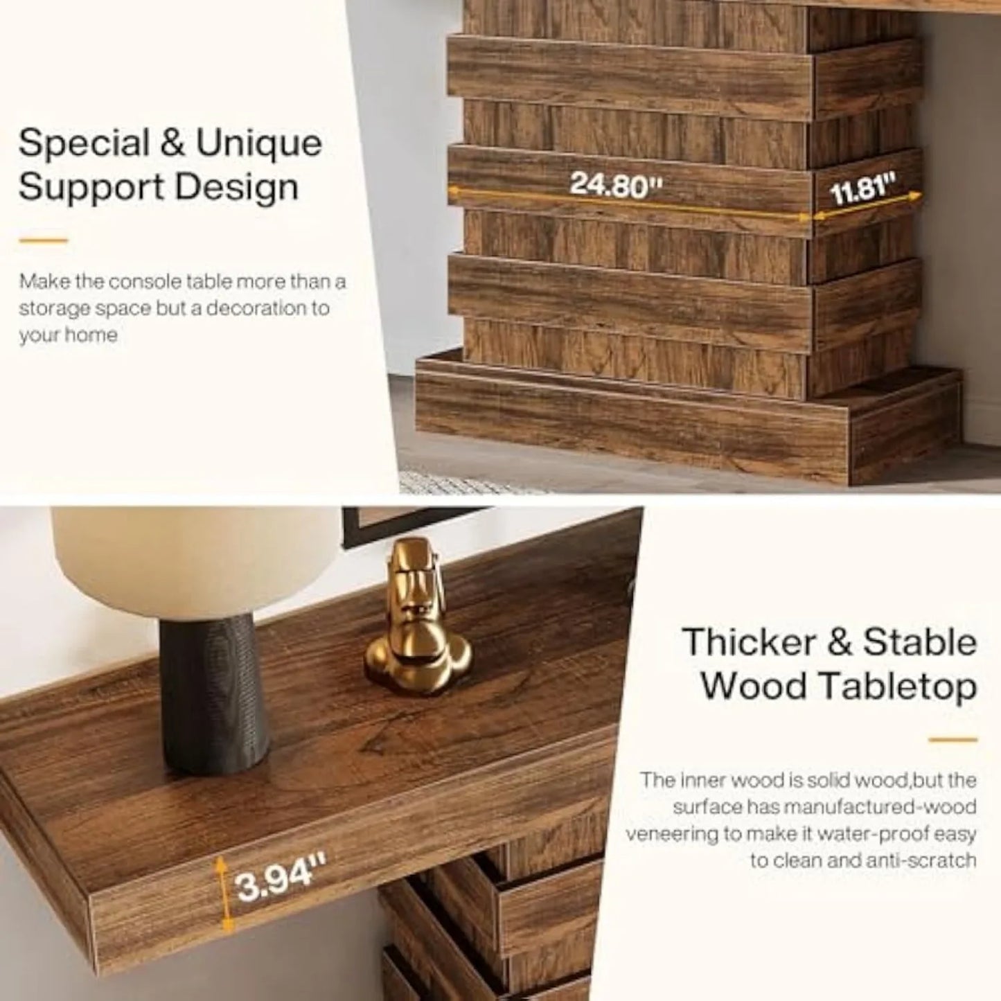 Farmhouse Console Table, Long Narrow Entryway/Foyer, Accent Table