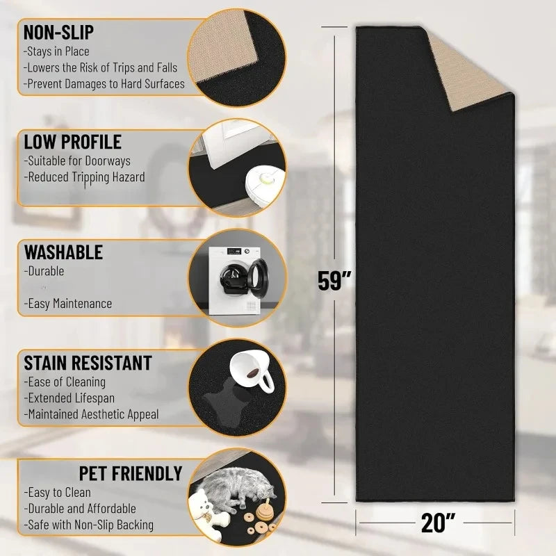 Machine Washable Non-Slip Rubber Back Runner