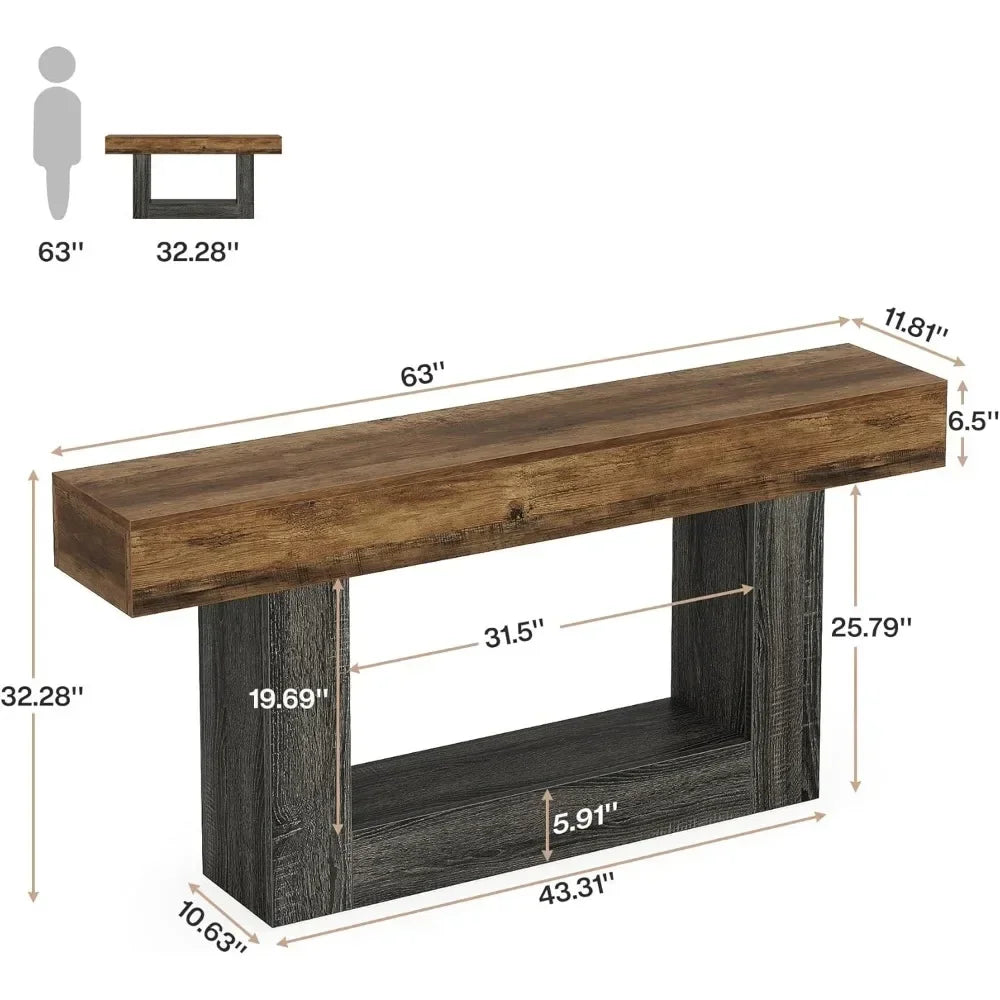 Farmhouse Console Table, 2-Tier Entryway, Sofa Table