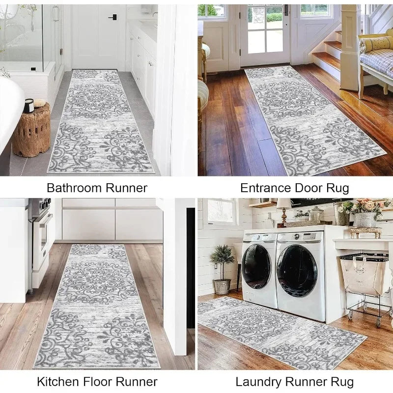 Washable Distressed Non-Slip Hallway Runner