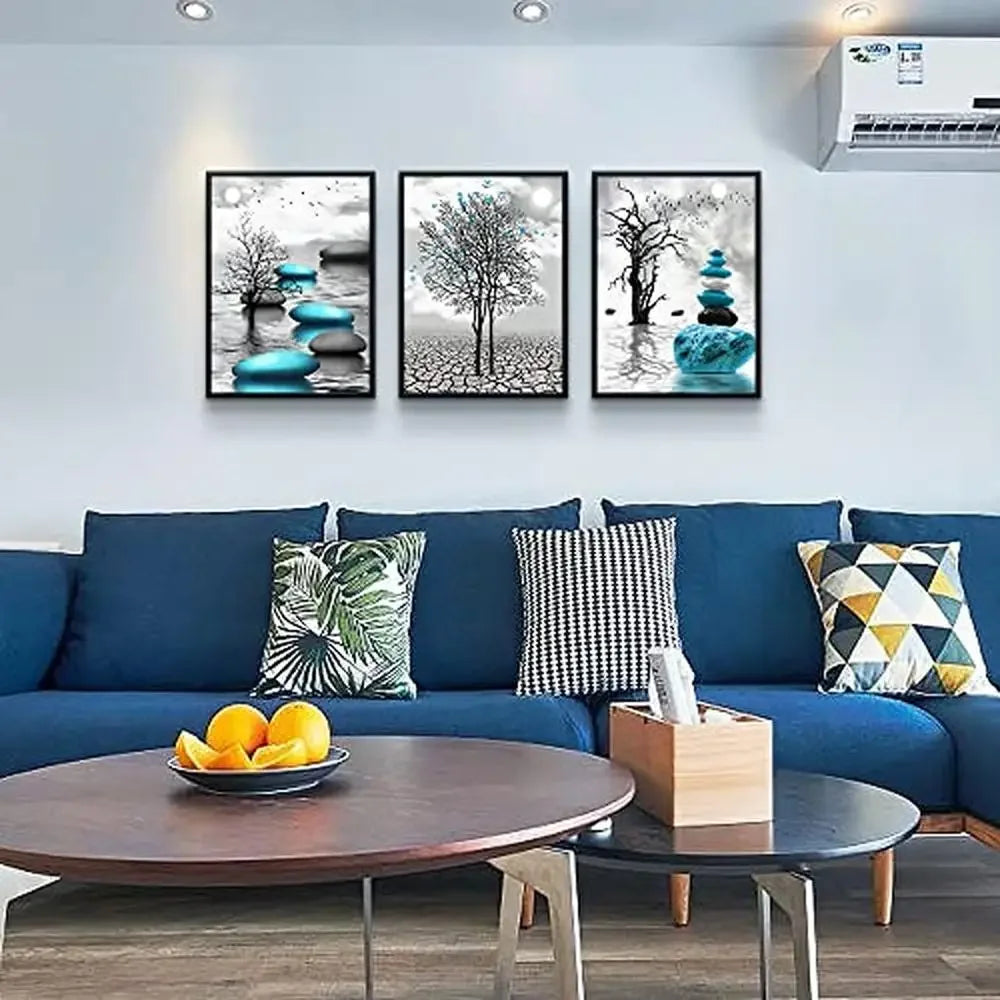 3 Piece Black and White Framed Canvas Wall Art Set Living Room Bedroom Bathroom Decor Modern High Definition Giclee Picture